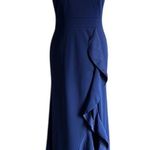 WOOSEA Women's High Neck Split Bodycon Mermaid Evening Cocktail Long Dress Blue Size M Photo 0