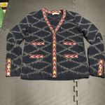 Tory Burch  Tweed Trim Cardigan Sweater Coat Blue Red‎ Gold Womens size small Photo 3