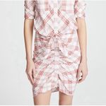 Veronica Beard  Della Plaid Ruched Dress‎ White Pink Tie Front Shirt Dress Size 4 Photo 2