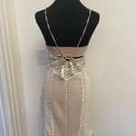 Greylin Off White Crochet Lace Nude Lined Cocktail Boho Mini Dress Photo 5