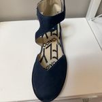 Fly London  Navy Blue Suede Leather Cross Strap Shoes Wedge Size 36 5.5 Portugal Photo 4