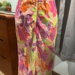 For Love & Lemons Pia Floral Midi Skirt Pink Cutout Waistband Cinched Size L Photo 8