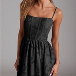 Azazie NWT  Delphina Black A-Line Strapless Floral Burnout Convertible Midi Dress Photo 2