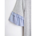 Miss Me  Cotton Spandex Nautical Ruffle Striped Tiered Spring Blouse Size M Photo 1