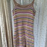 Olive & Oak  Stripe Crochet Knit Sweater Lined Altered Straps Tank Mini Dress M Photo 3