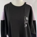 BP New I Am Who I Say I Am Colorblock Sweatshirt Black Purple Unisex Photo 7