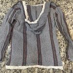 Vintage Havana Multicolor Striped Hoodie with Lace Trim Blue Photo 4