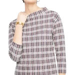 Ann Taylor  Plaid Mock Neck Structured Sweater Top Photo 0