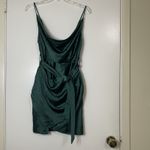 Selfie Leslie NEW! Bebe Satin Cowl Neck Wrap belted mini Dress Forest Green Smal Photo 3