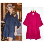 Holly Shae Design Pink Corduroy Stella Mini Dress Bell Sleeve Size Medium Photo 1