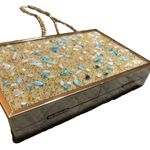 Gold Glitter Stone Clutch Evening Box Handbag Shoulder Handbag Photo 3