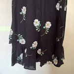 Banana Republic  Black Floral Sleeveless Linen Fit Flare Ruffle Hem Dress Size 8‎ Photo 6