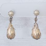 Vintage Screw On Earrings Stylish Faux Pearl Dangle Photo 0
