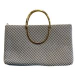 Vtg Emp Orr White Beaded Metal Mesh Evening Bag Gold Flip Handles Shoulder Strap Photo 0