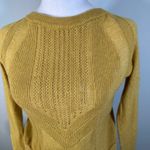 Free People ‎ Mustard Yellow Cotton Wool Blend Knit Sweater Keyhole Back M Photo 2