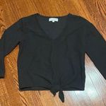 Madewell  Black Ribbed Knot Front Long Sleeve Photo 0