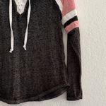 Bobbie Brooks Pink Black Lace Up Long Sleeve Top Medium Casual Pullover Shirt Photo 4