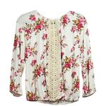 Free Kisses  - Pink and Cream Floral Blouse- Large - Nwot Photo 3