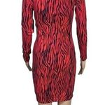 Guess  Womens Shasti Animal Print Bodycon Cutout Mini Dress Red Black Small Photo 4