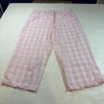 Miss Elaine Pink Plaid‎ Cotton Polyester Pajama Set Embroidered Lace Trim L Size L Photo 5