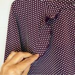 Purple Polka Dot Long Sleeve Women's Sweater Top XL Ruffles White Photo 3