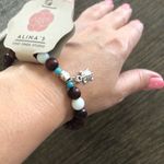 Handmade Turtles Turquoise and wood beads  charm bracelet S/M Photo 4