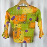 Hippie Retro XS Small Boho Bell Sleeve Lightweight Crop Top Square Neck 60’s 70s Green Photo 1