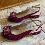 Enzo di Roma Vibrant Fuchsia Bow Gem & Rhinestone Slingback Flats Photo 0