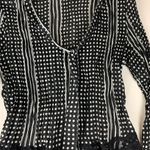 Robbie Bee  size medium Black White Polka Dot Striped Blouse bell sleeve Photo 4