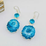 Aqua Blue Solar Quartz & Blue Topaz Earring’s Green Photo 0
