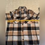 Warm Plaid Long Sleeve Flannel Dress Polyester Thick Material Brown Black Size L Size L Photo 8