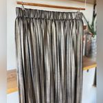 Francesca’s Metallic Gold Gunmetal Silver Pleated Midi Skirt Size Medium Photo 2