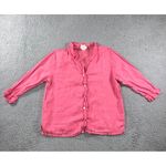 Hot Cotton‎ LInen Shirt Women Medium 100% Linen 3/4 Sleeve Ruffle Minimalist Pink Photo 1