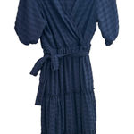 Lark + Grey L navy wrap puff sleeve cottagecore modest elegant midi dress Blue Size L Photo 0