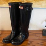 Hunter  Glossy Dark Navy Knee-High Boots Navy size 6 Photo 3