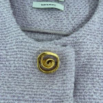 St. John Womens Blazer Small Purple Knit Cashmere Wool Gold Button Jacket Pocket Photo 3