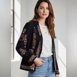Anthropologie  Maeve Floral Embroidered Bohemian Folkloric Blazer Jacket Size 8 Photo 1