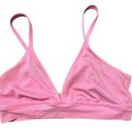 Aerie ‎ Bralette Ribbed Shimmer Pink Triangle Bra Top Adjustable Straps L Photo 0
