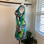 Joseph Ribkoff  Wavy Bright Colored Green Dyed Mod Sleeveless Dress Size 14 Photo 4