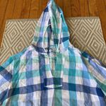 Tommy Bahama Womens plaid hoodie pull on blouse, size M Photo 3