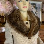 VINTAGE CIRCA 1980'S J. MARCO BEIGE & BROWN WOOL & FOX FUR COLLAR COAT (S) Photo 8