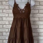 Crochet lace ruffle cami dress Brown Size L Photo 0