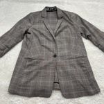 EXPRESS  Womens Brown Plaid Academia Casual Office School Blazer Jacket Sz M Photo 0