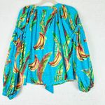 Farm Rio  Banana Sky Blouse Size XS NWT Tie Neck Swiss Dot Cotton Balloon Sleeve Photo 4