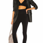 We Wore What  Seamless Ribbed Leggings Black High Waisted Stretch Revolve M NWT Photo 0