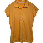 Lilly Pulitzer  Polo Shirt Womens Large Golf Casual Preppy Gold‎ Pink Trim Photo 0