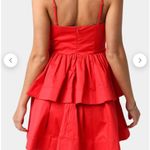 New With Tags Tiered Poplin Ruffle Mini Dress Size Medium Party Flirty Coquette Red Photo 3