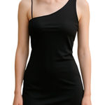 Lulus  Black One Shoulder Sleeveless Cami Camisole Tank Mini Bodycon Dress Size S Photo 0