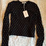 frame denim  Black and White Patterned Long Sleeve Top Photo 0