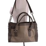 Michael Kors Taupe and Gray Leather Hamilton Silver Lock Satchel Large Handbag Photo 5